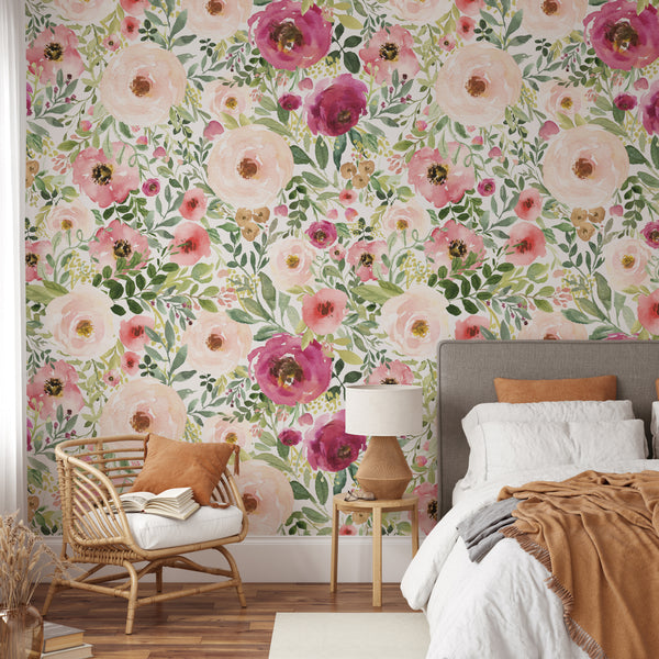 Jessica’s Farmhouse Pink Floral Wallpaper
