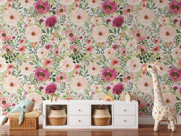 Jessica’s Farmhouse Pink Floral Wallpaper