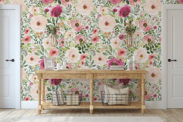 Jessica’s Farmhouse Pink Floral Wallpaper