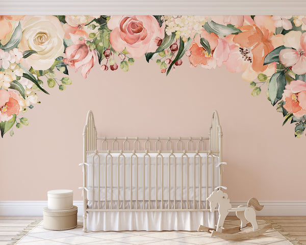 Emma Rose Garden Floral Arch Canopy Wall Decal