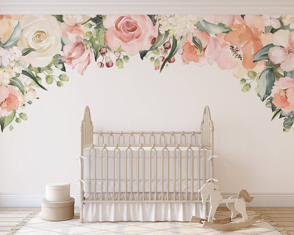Emma Rose Garden Floral Arch Canopy Wall Decal