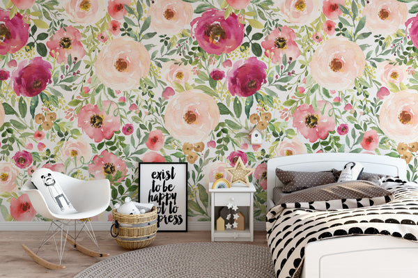 Jessica’s Farmhouse Pink Floral Wallpaper
