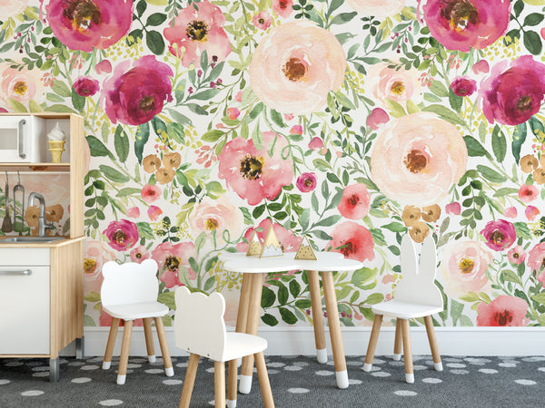 Jessica’s Farmhouse Pink Floral Wallpaper