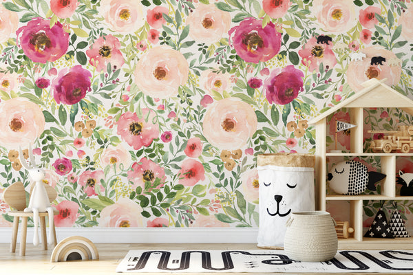 Jessica’s Farmhouse Pink Floral Wallpaper