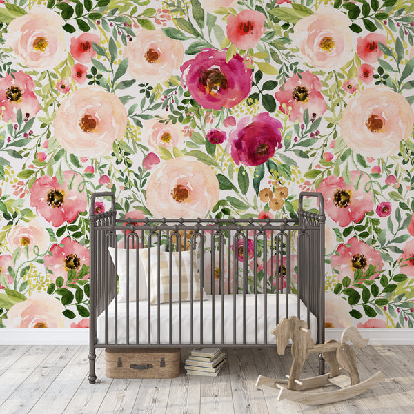 Jessica’s Farmhouse Pink Floral Wallpaper