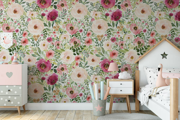 Jessica’s Farmhouse Pink Floral Wallpaper