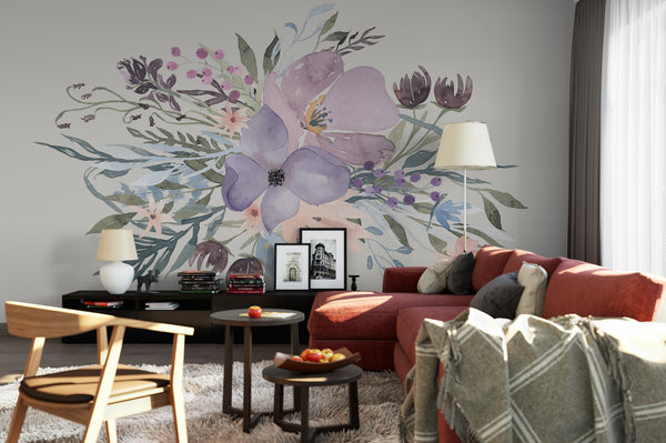 Wild Spring Garden Bouquet Pink & Lavender Floral Wall Decal