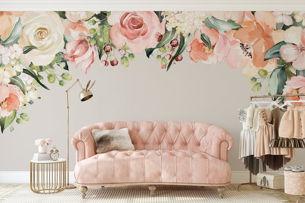 Emma Rose Garden Floral Arch Canopy Wall Decal