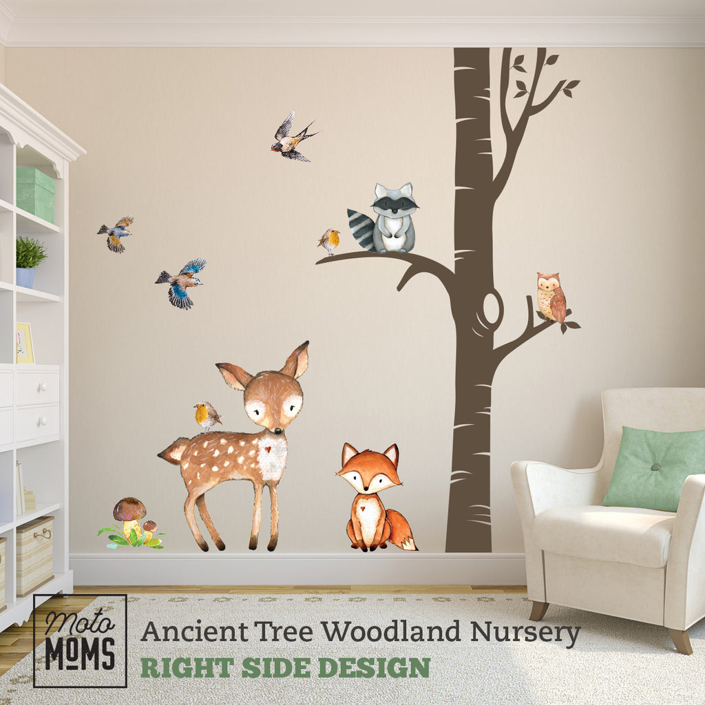 Jungle Animal Wall Stickers Forest Animal Tree Wall Decal Owls Wall Decals  For Kids Baby Nursery Playroom Bedroom Kindergarten Classroom Wall Decor