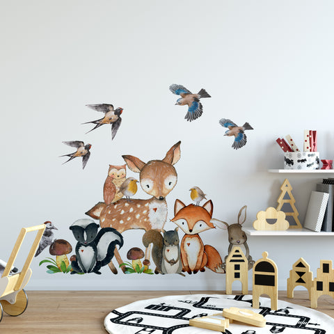 Woodland Animals & Birds Nursery Wall Decals | Fox, Deer & Friends