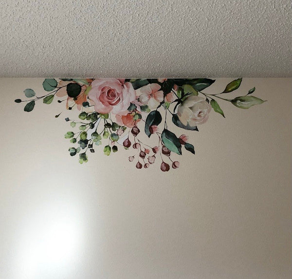 detail.jpgGAIA watercolor flowers and leafy branches displayed high on a pale wall